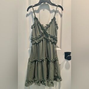 Cute Green Ruffle Tiered Summer Dress - Size S